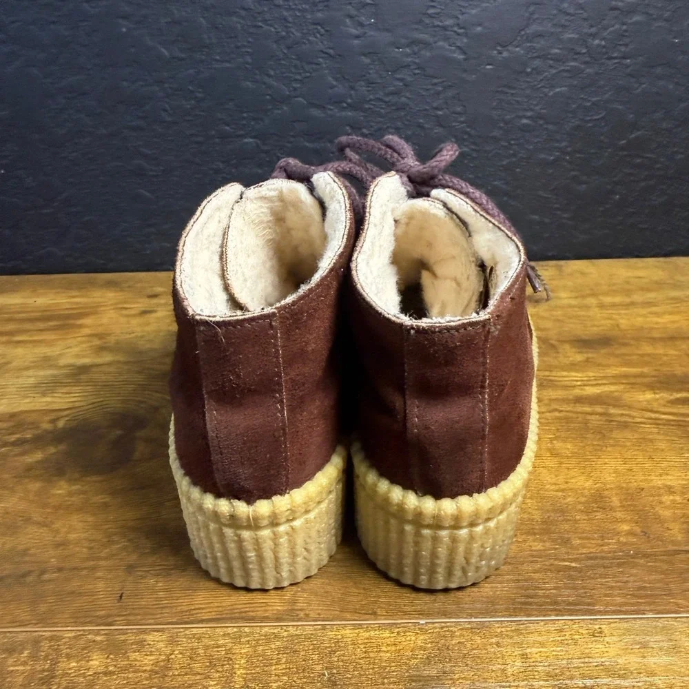 Dunham Skipades 5240 Brown Suede Shearling Lined Ankle Boots Womens 6‎
